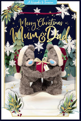 Bears Holding Gift Mum And Dad With Removable Lenticular Technology Keepsake Plaque Luxury 3D Christmas Card