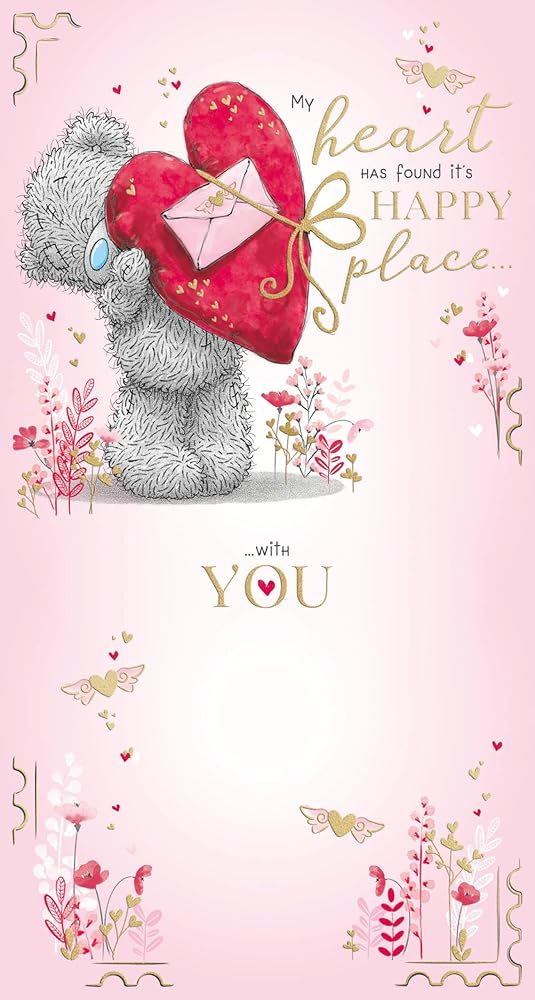 Bear Holding Up Big Heart Open Valentine's Day Card {DC}