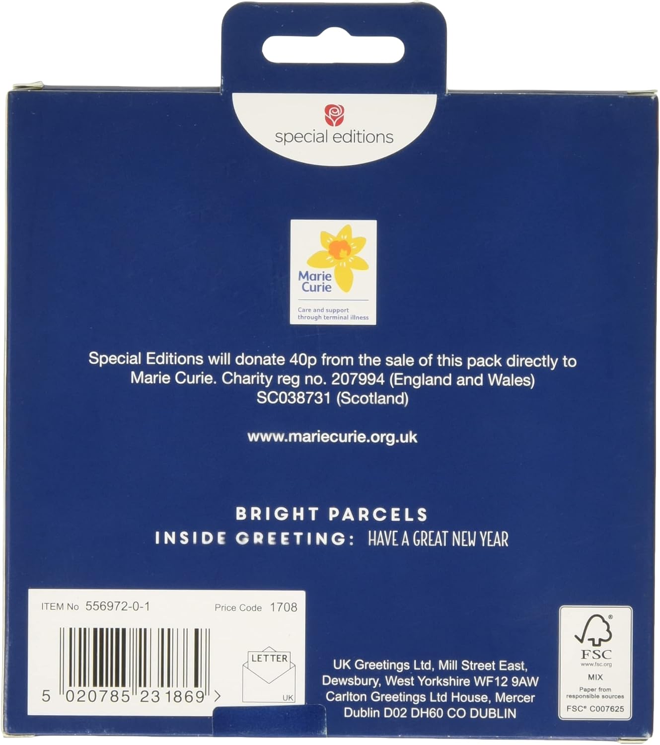 Multipack of 8 Bright Presents Design Charity Christmas Cards with Envelope