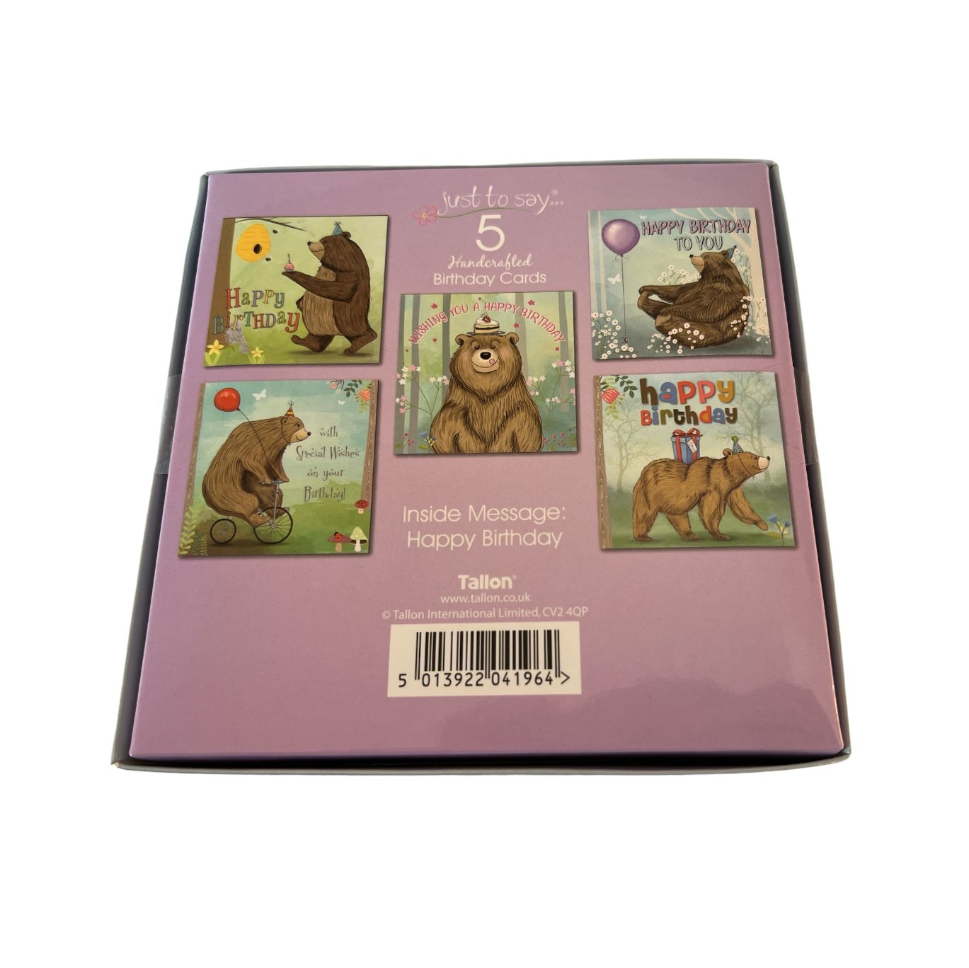 Tallon Just To Say Hand Made Lux Teddy Birthday Card (Box of 5)