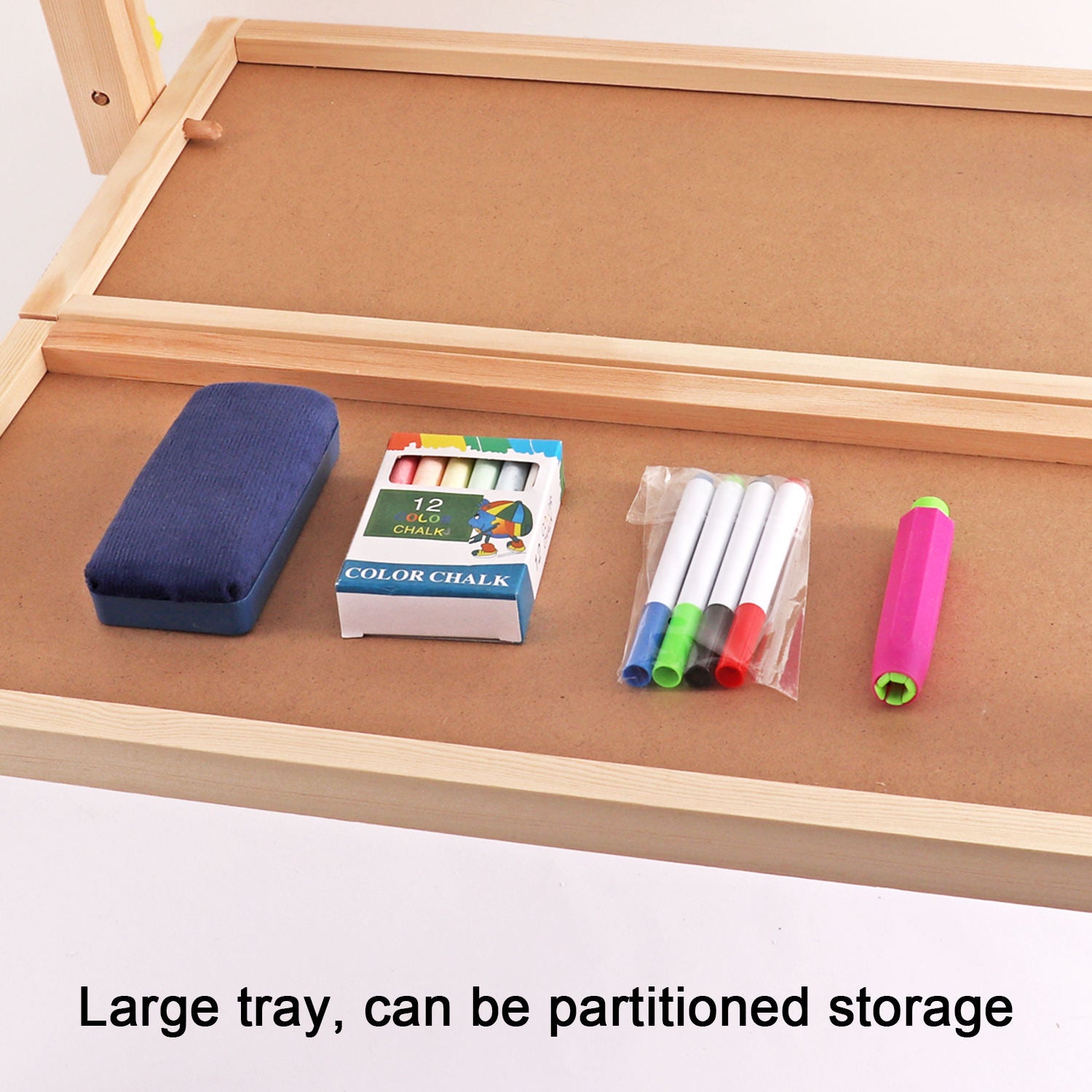 Height Adjustable and Foldable Wood Whiteboard Black Board Easel 57 x 80cm