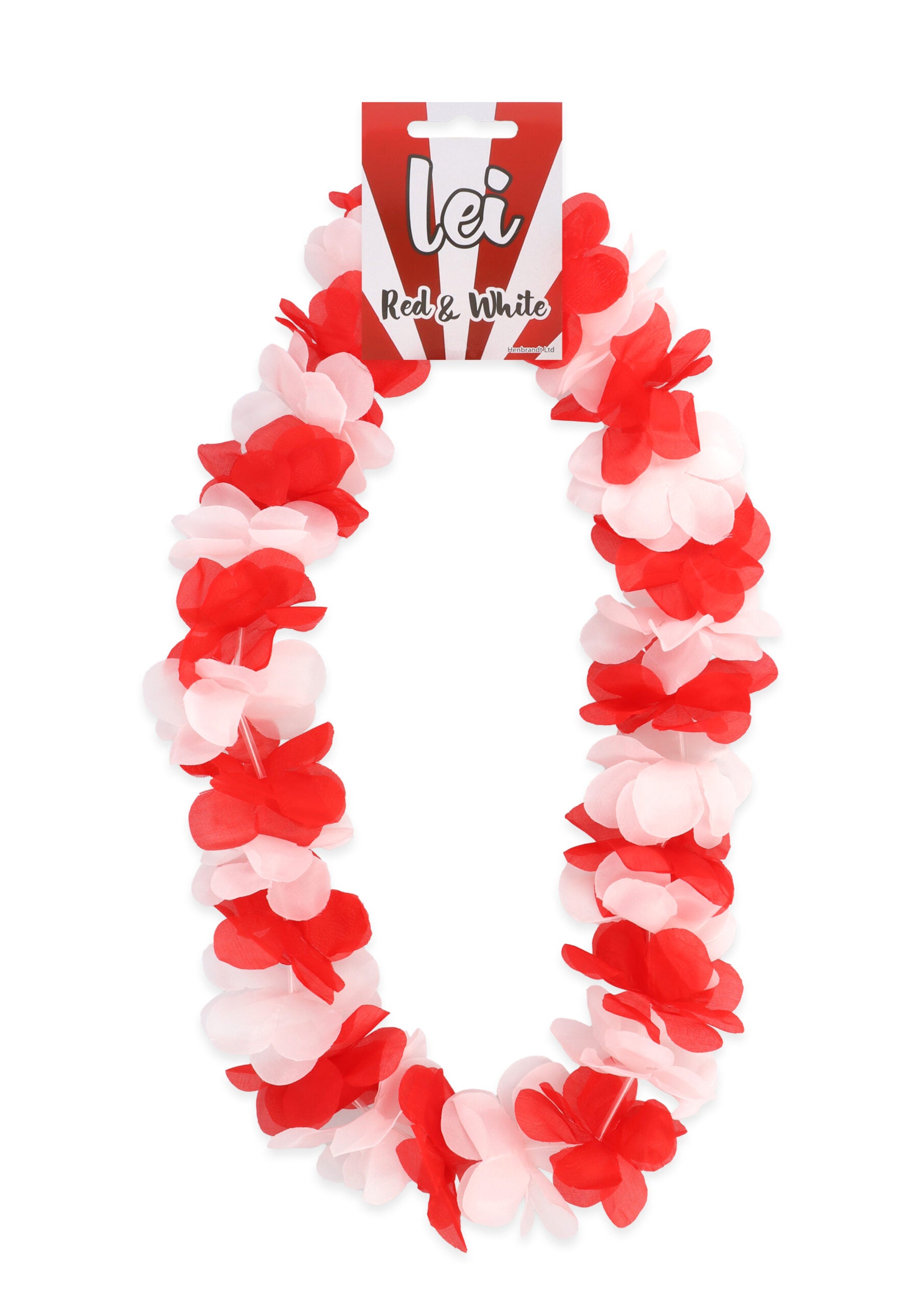 Red and White Hula Lei (100cm) - Tropical Party Accessory for Festivals Fancy Dress Summer Beach Celebrations