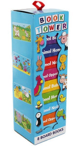 8 Animal Themed Board Books in a Book Tower
