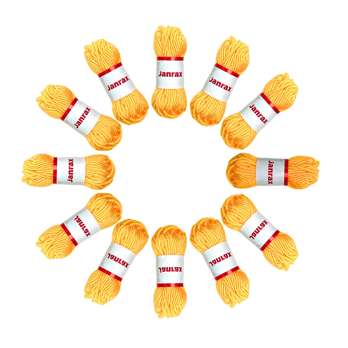 Pack of 5 Yellow Acrylic Yarn Rolls – 10g each, 4 Strand 8 Ply Knitting Wool
