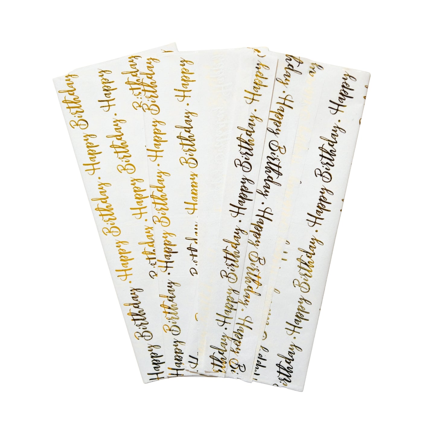 Pack of 10 Happy Birthday Script Luxury Gold Metallic Plastic-Free 18gsm Tissue Paper Sheets 50x70cm