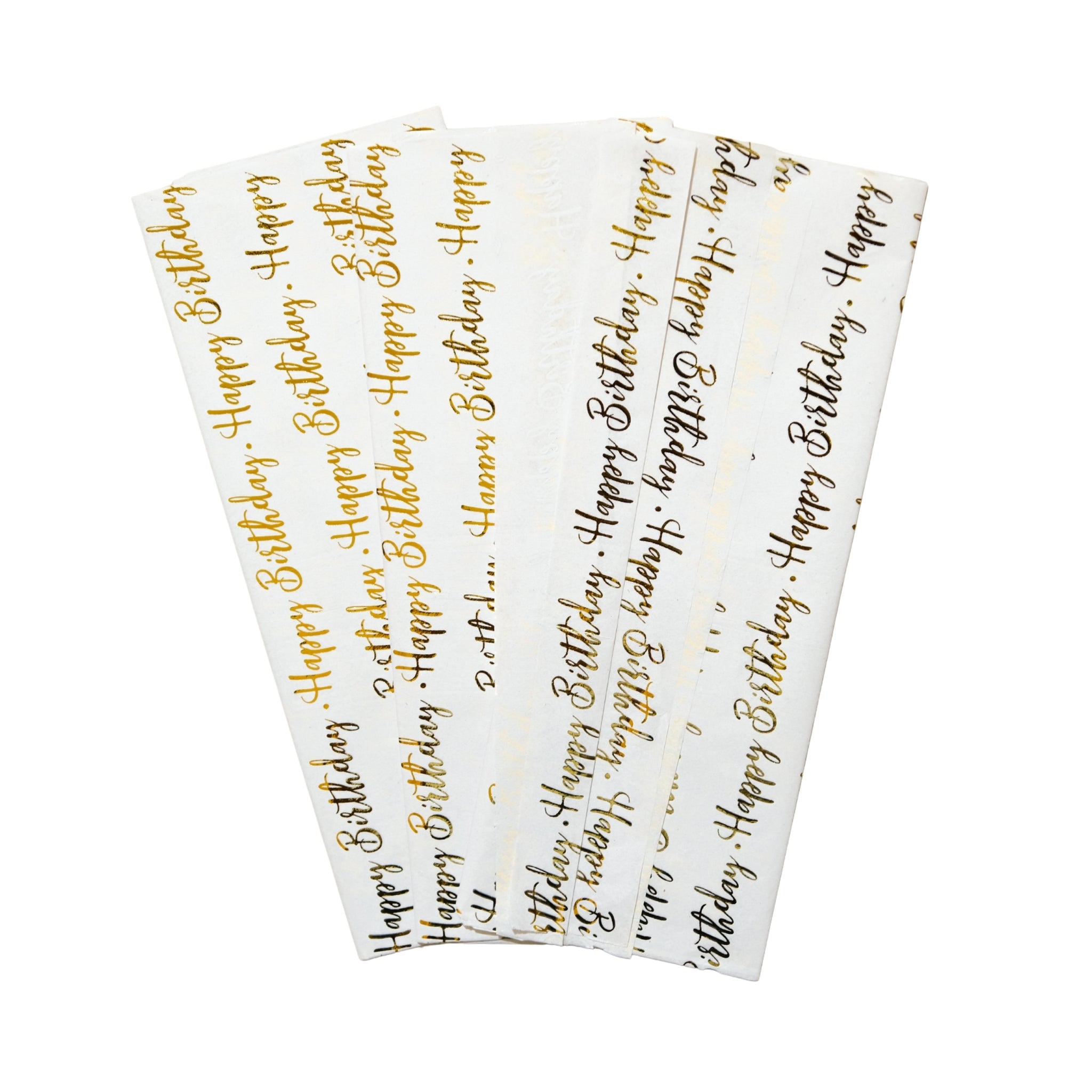 Pack of 10 Happy Birthday Script Luxury Gold Metallic Plastic-Free 18gsm Tissue Paper Sheets 50x70cm