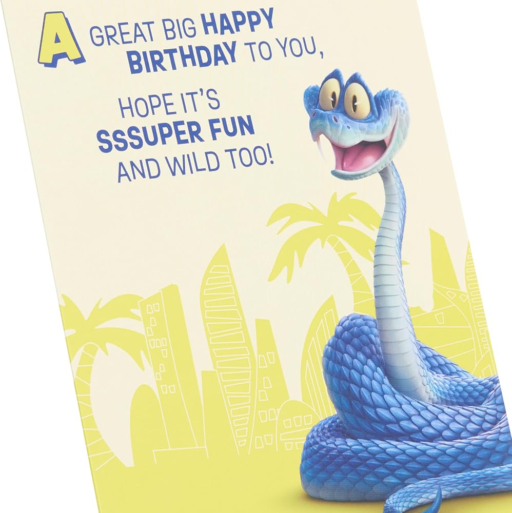 Disney Zootropolis 2 Gary De'Snake in Front of Silhouetted City Background Birthday Card