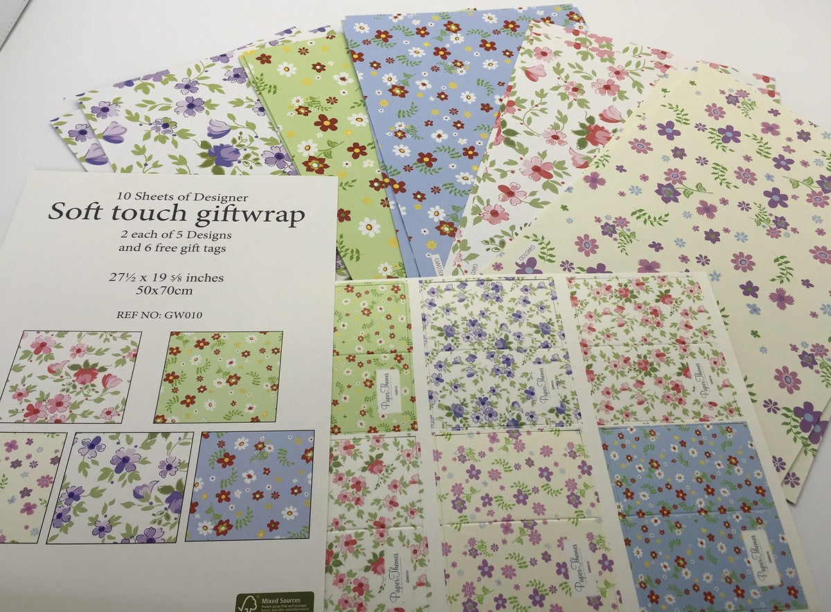 10 Sheet of Mix Designer' Soft touch Foiled Open, birthday, Mothers'day Gift wrapping Paper