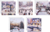 Ice Skating, Winter Activities Thomas Kinkade 30 Multipack 5 Designs Charity Christmas Cards