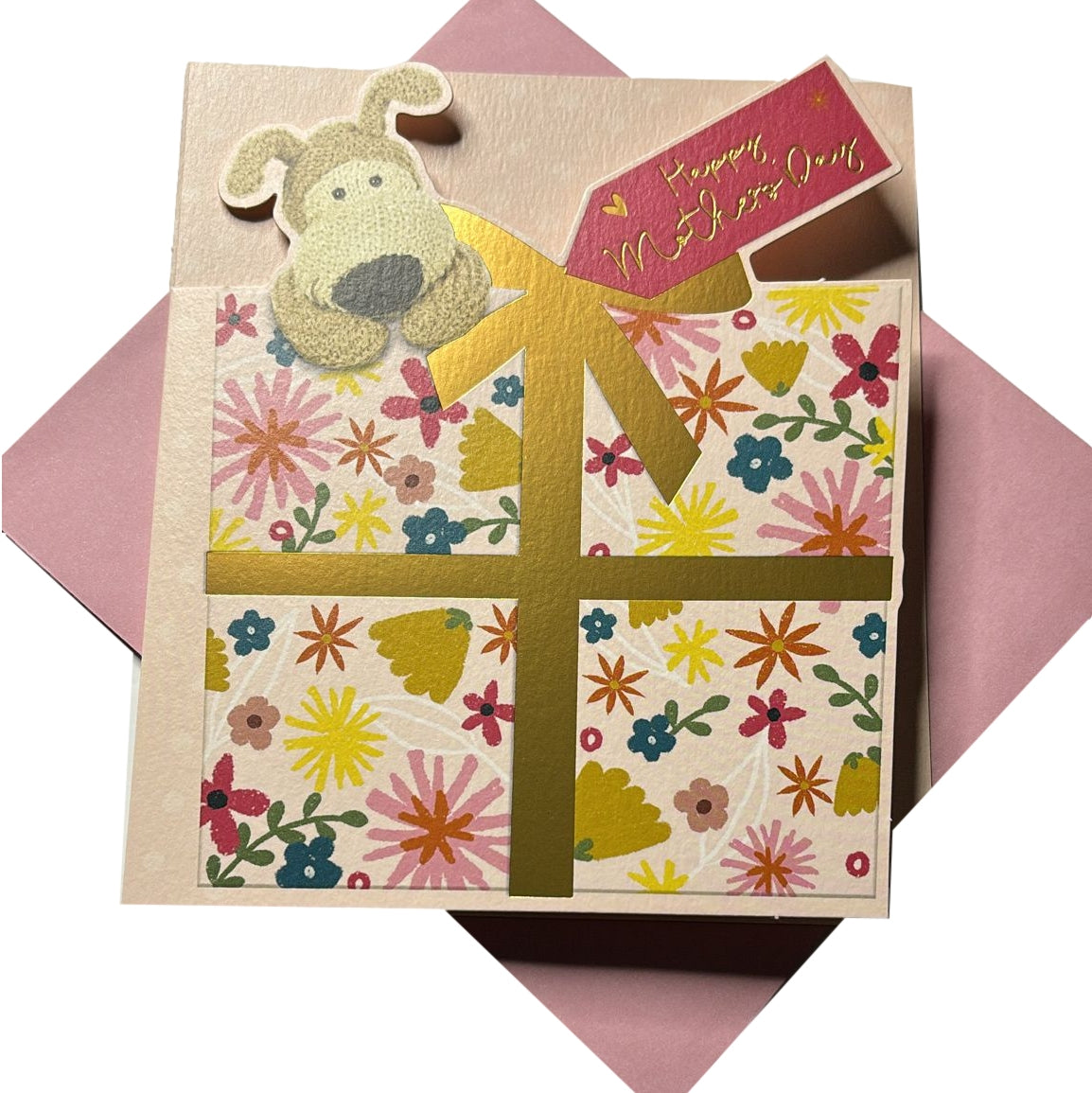 Floral Gift Box Boofle Cut Out Design Mother's Day Card 