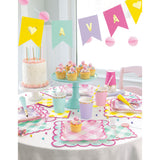 Pack of 8 Pastel Gingham Scalloped Edge Square 7" Dessert Plates {DC}