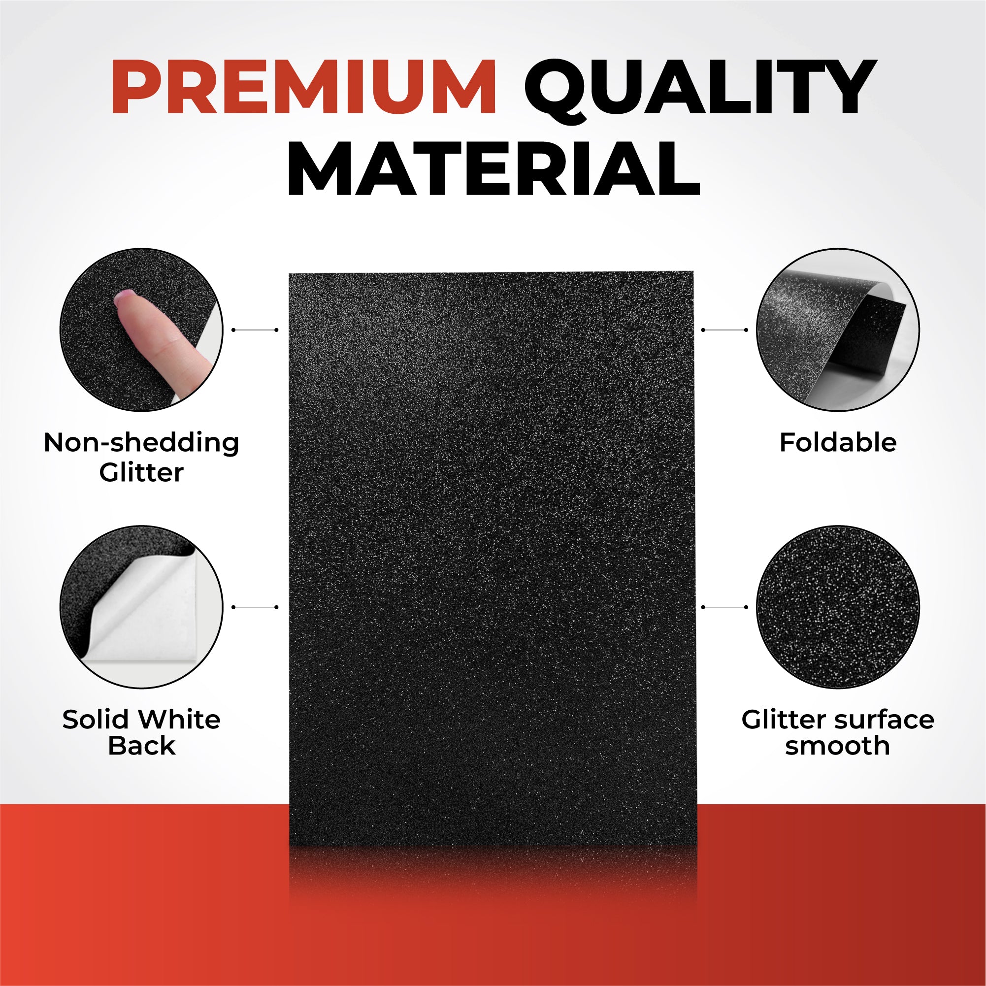 Pack of 10 A4 Red Coloured Glitter Card 230gsm Sheets