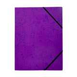 A4 Purple Card 3 Flap Folder With Elastic Closure