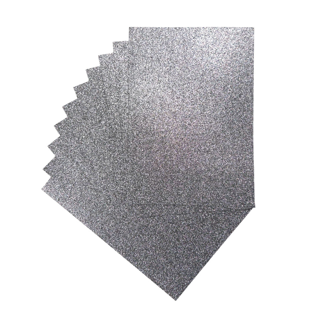 Pack of 10 A4 Grey Glitter EVA Foam Sheets