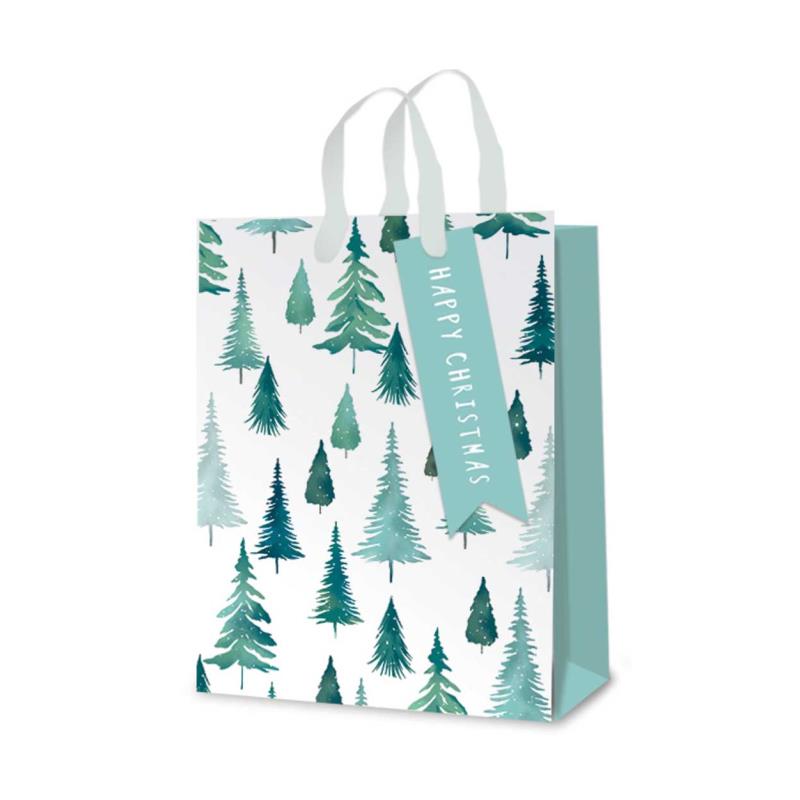 Foil Finished Chtistmas Trees Design Medium Size Gift Bag