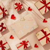 4 Sheets Wrapping Paper for Christmas Birthday Wedding Anniversary Valentines Colourful Love Hearts 