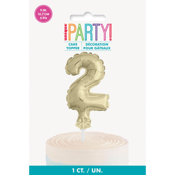 Gold Foil Number 2 Balloon Cake Topper 5" {DC}