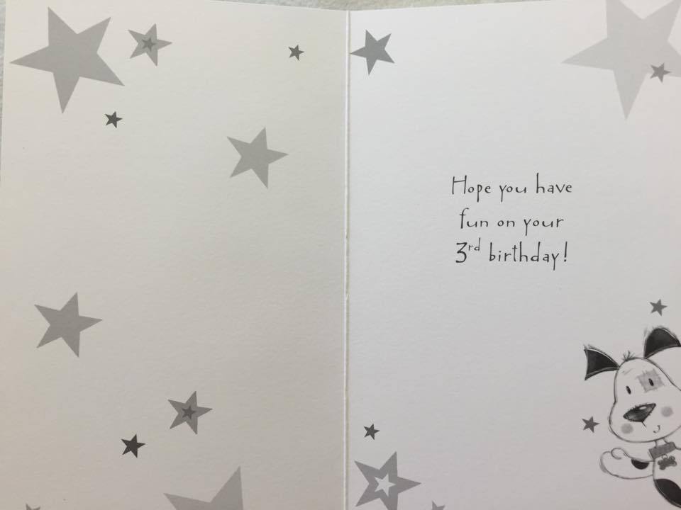 Today you`re 3 Happy Birthday Card 