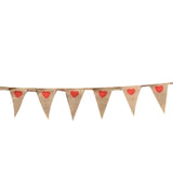 Hessian Red Hearts Bunting 2m with 14 Pennants - Valentine's Day, Engagement, Anniversary, Party Decorations