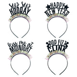 Pack of 4 Black, Gold & Silver New Years Iridescent Fringe Party Headbands