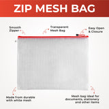 Pack of 12 A3 Red Zip Strong Mesh Bags - Tough Waterproof Storage