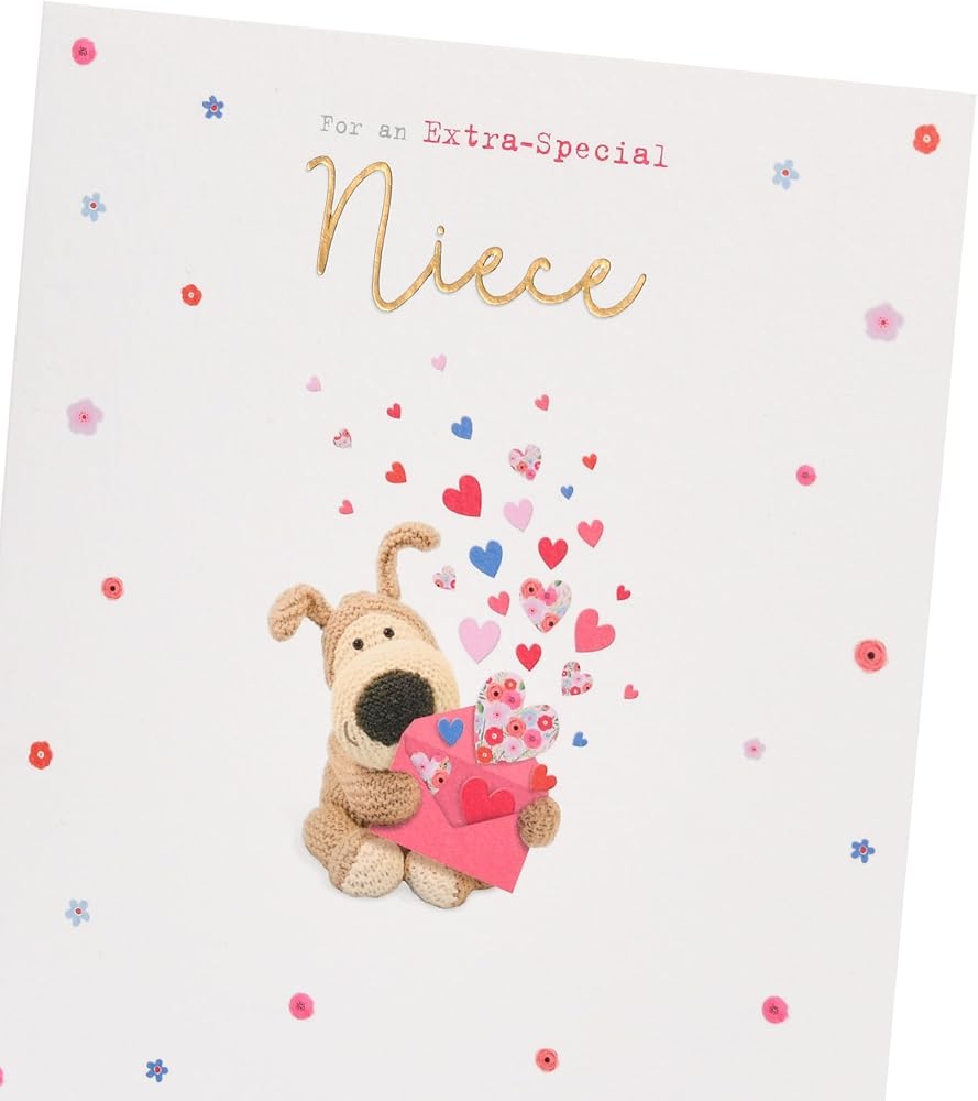 Niece Birthday Card Boofle Holding an Envelope 