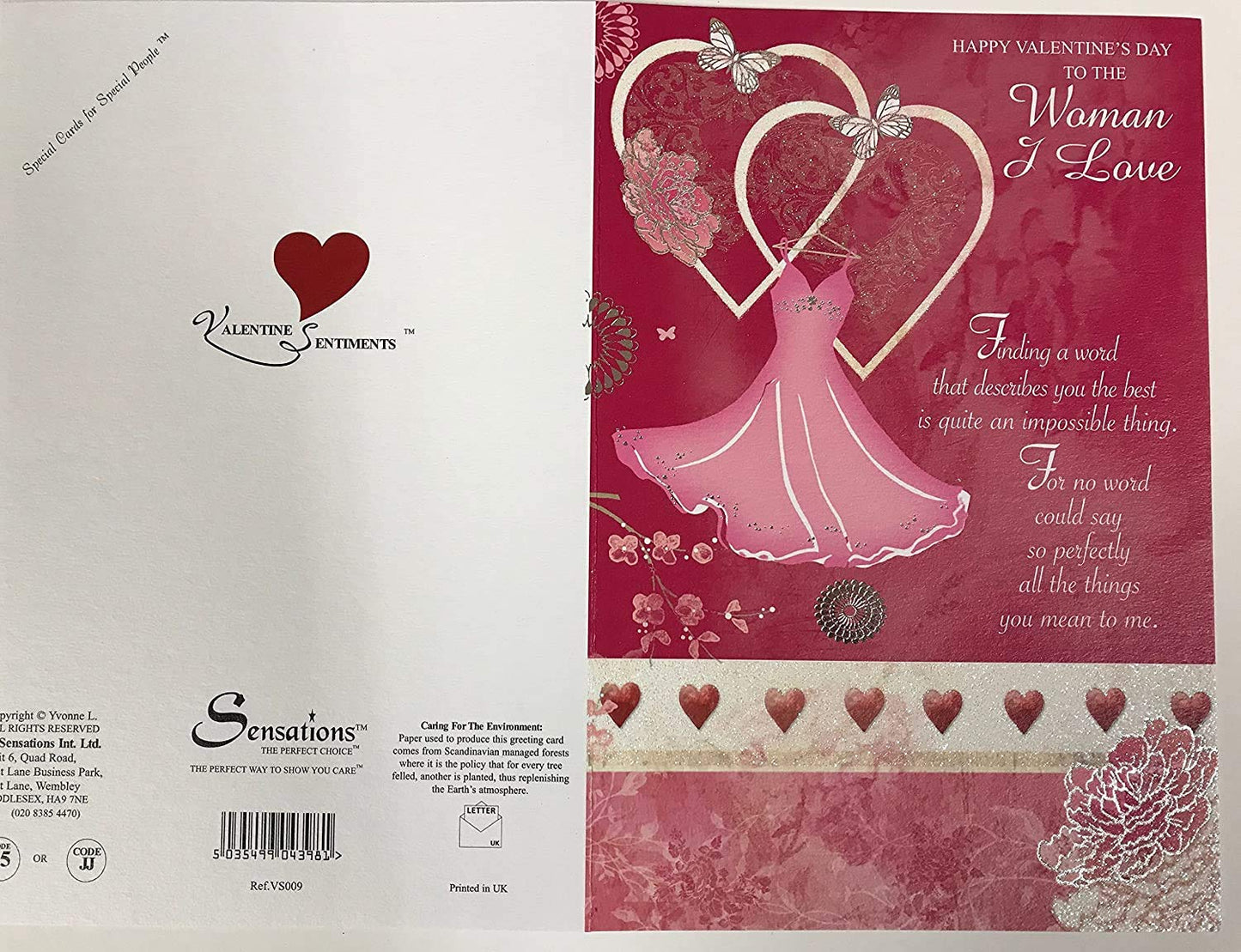 Woman I Love Sentimental Verse Double Love Heart Valentine's Day Card