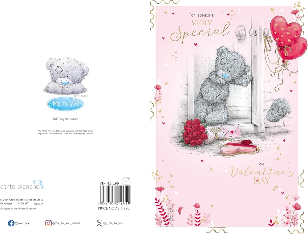 Bear At Door With Gifts Someone Very Special Valentine's Day Card {DC}