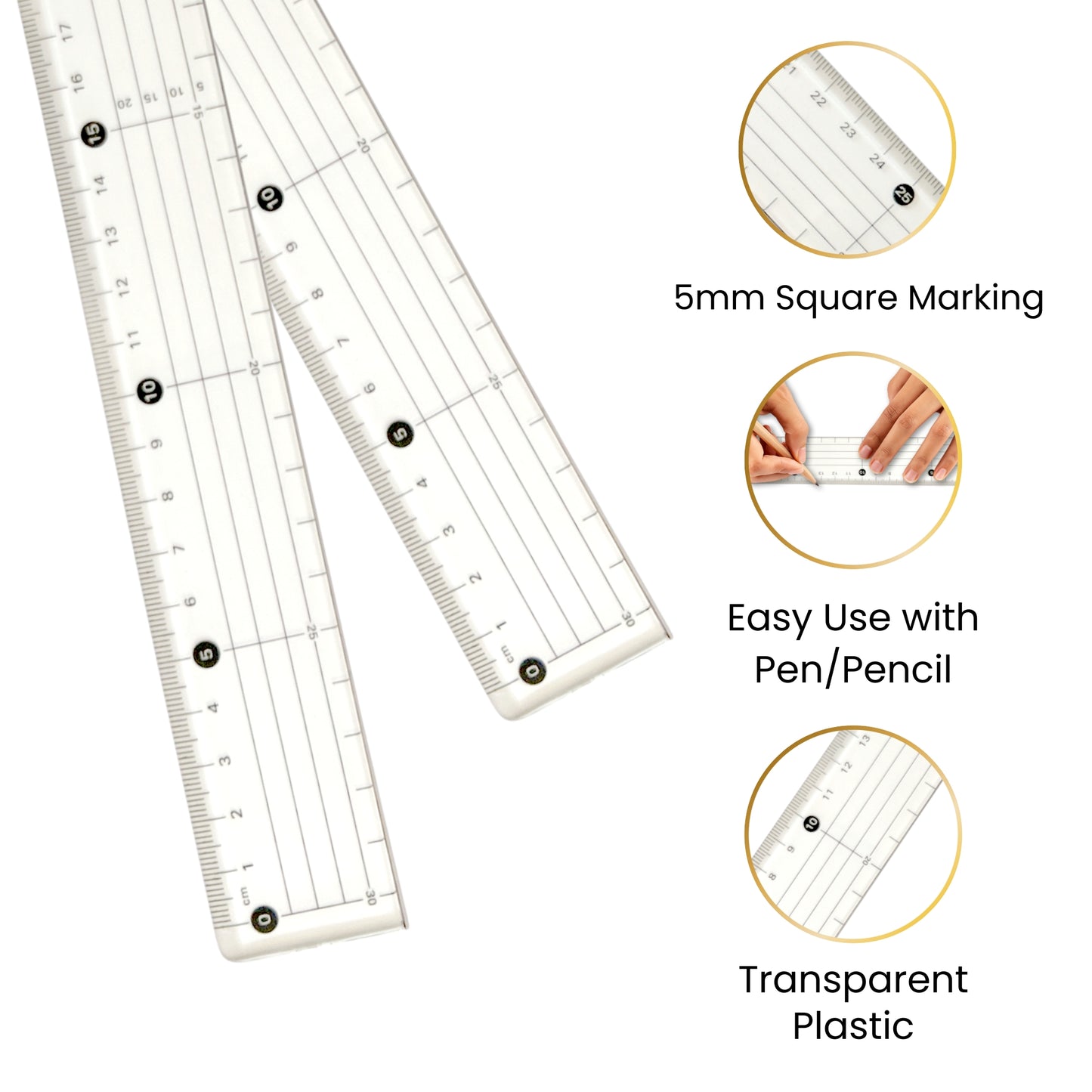 30cm Acrylic Cutting Ruler with Steel Edge