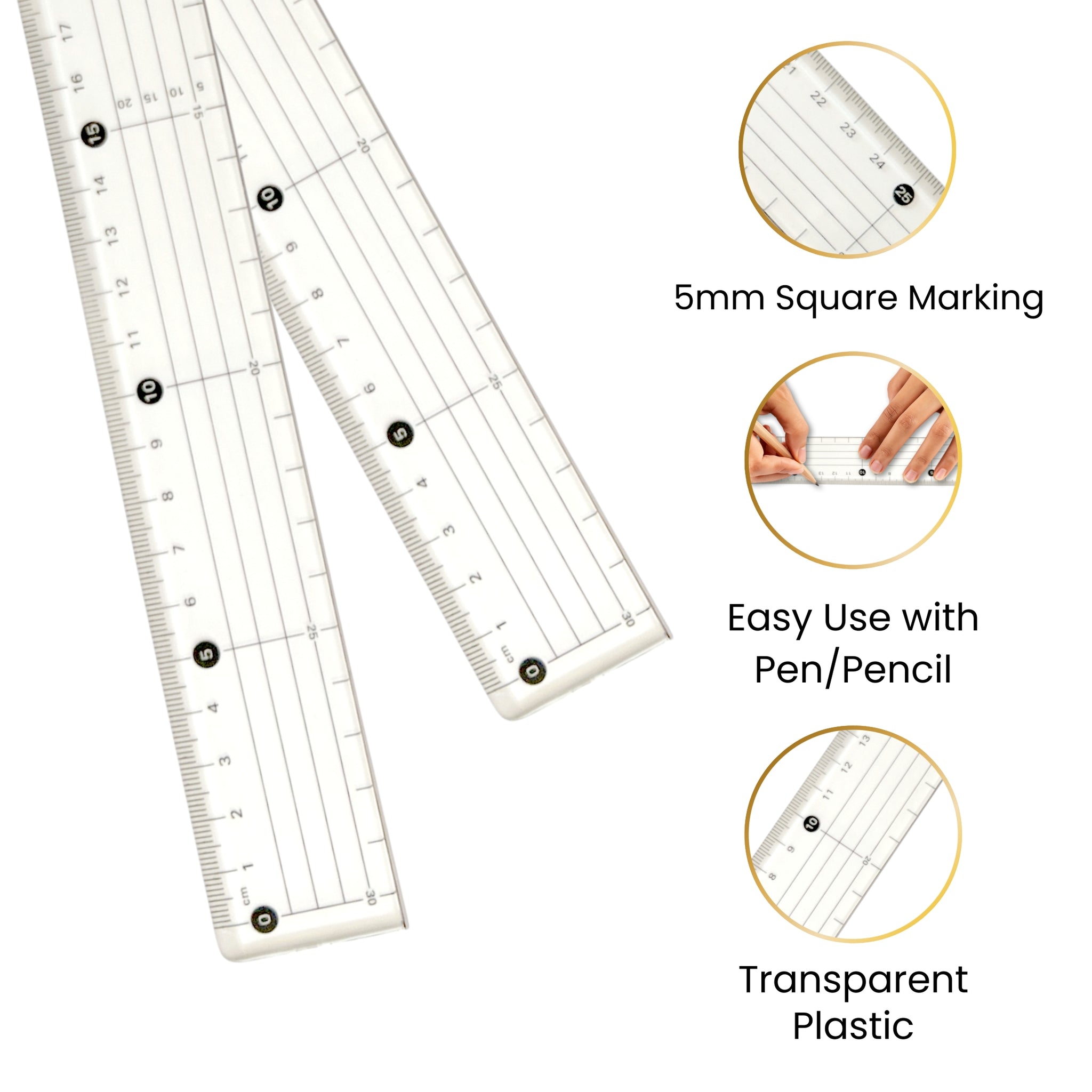 30cm Acrylic Cutting Ruler with Steel Edge