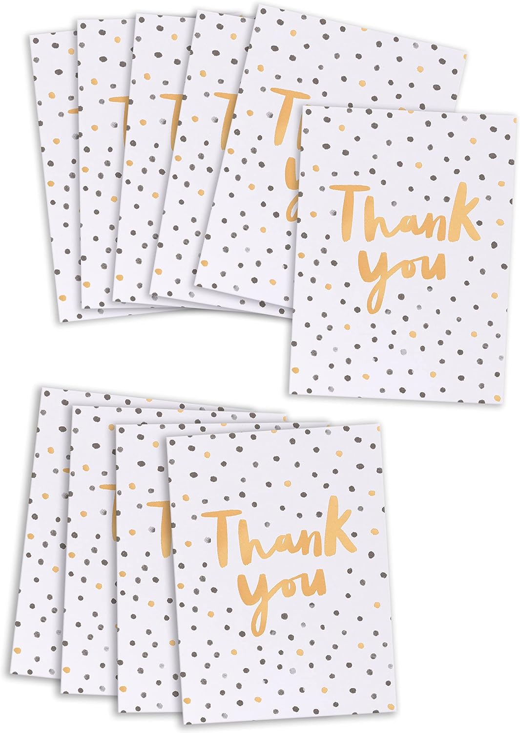 Black & Gold Spotty Design Multipack of 20 Thank You Cards for Him/Her/Friend