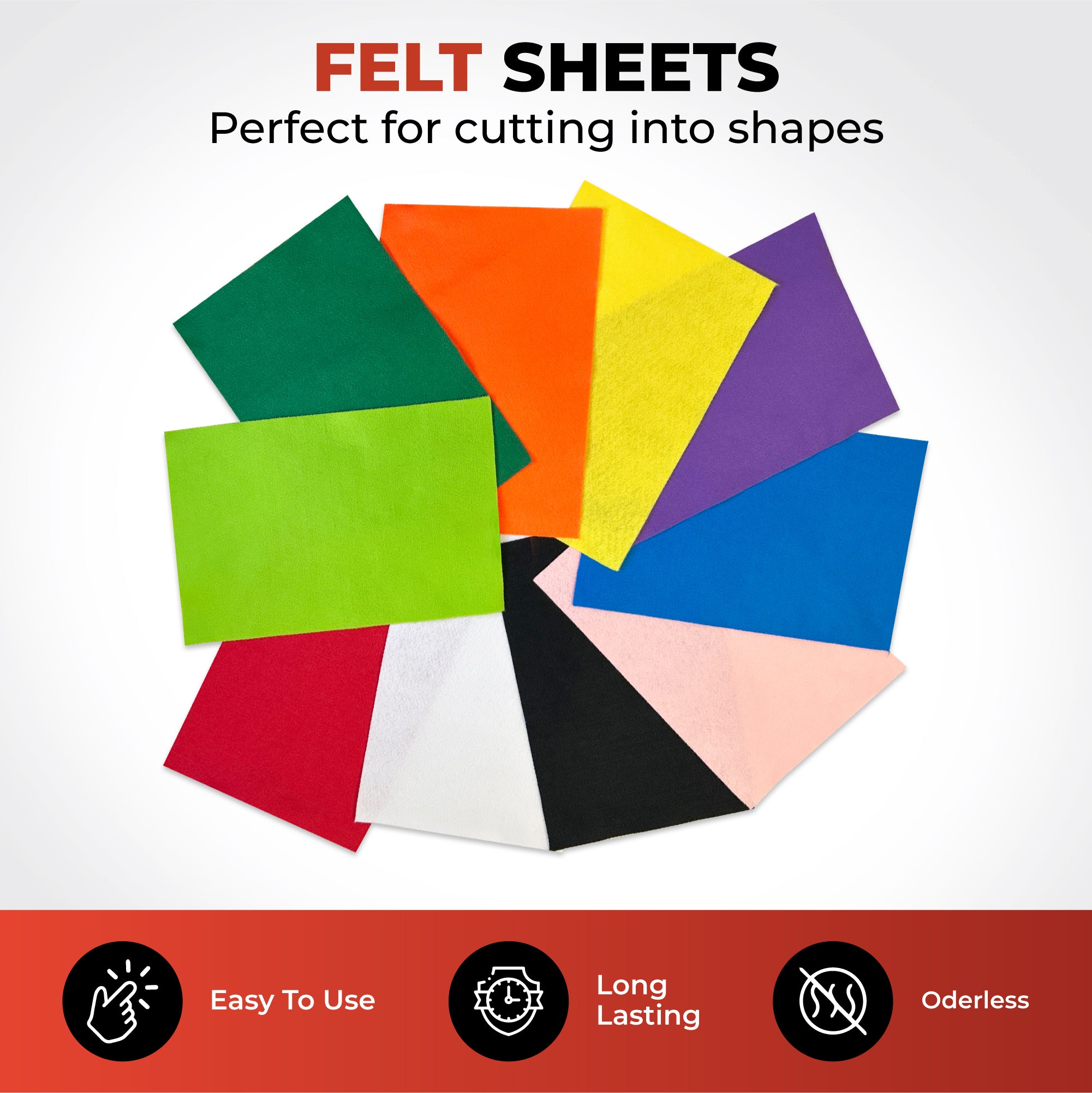 Pack of 10 A4 Light Blue Coloured Felt 180gsm Sheets