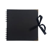 30 Sheets 20x20cm Spiral Bound 180gsm Black Scrapbook with Ribbon Closure and Metal Corners