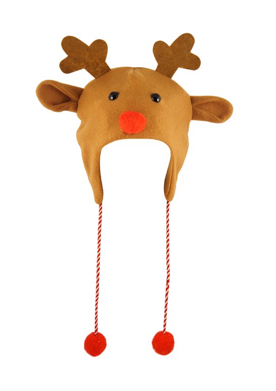 Adult Christmas Reindeer Hat with Pom Poms {DC}