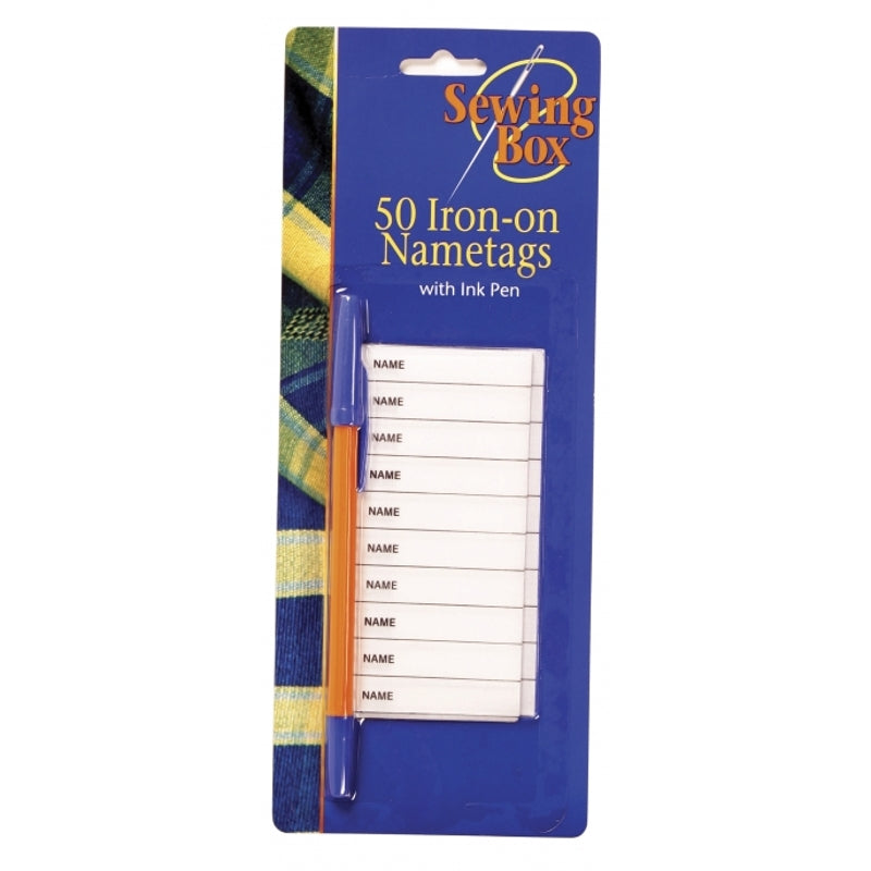 Sewing box 50 Iron-on Nametags with ink pen {DC}