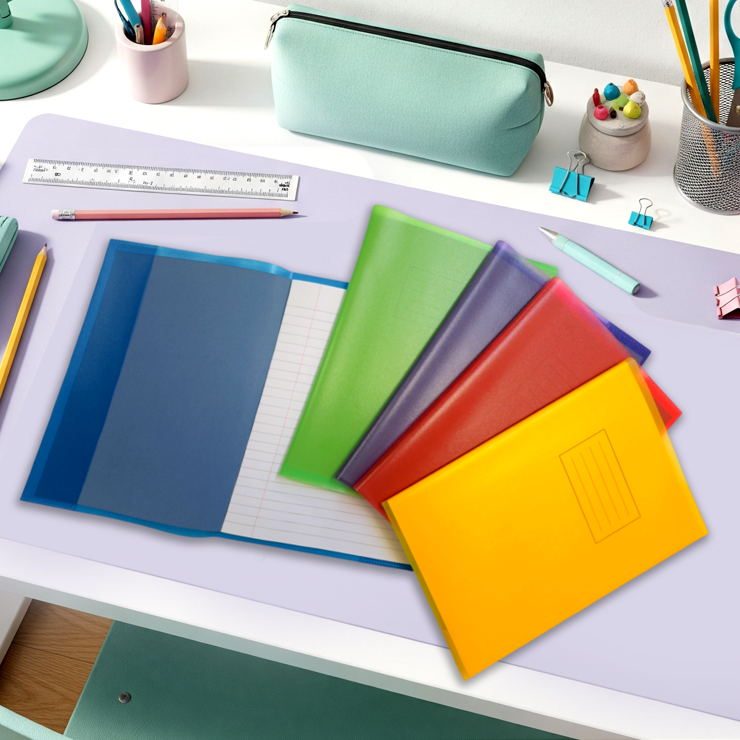 Pack of 10 9x7" Frosted Red Exercise Book Covers