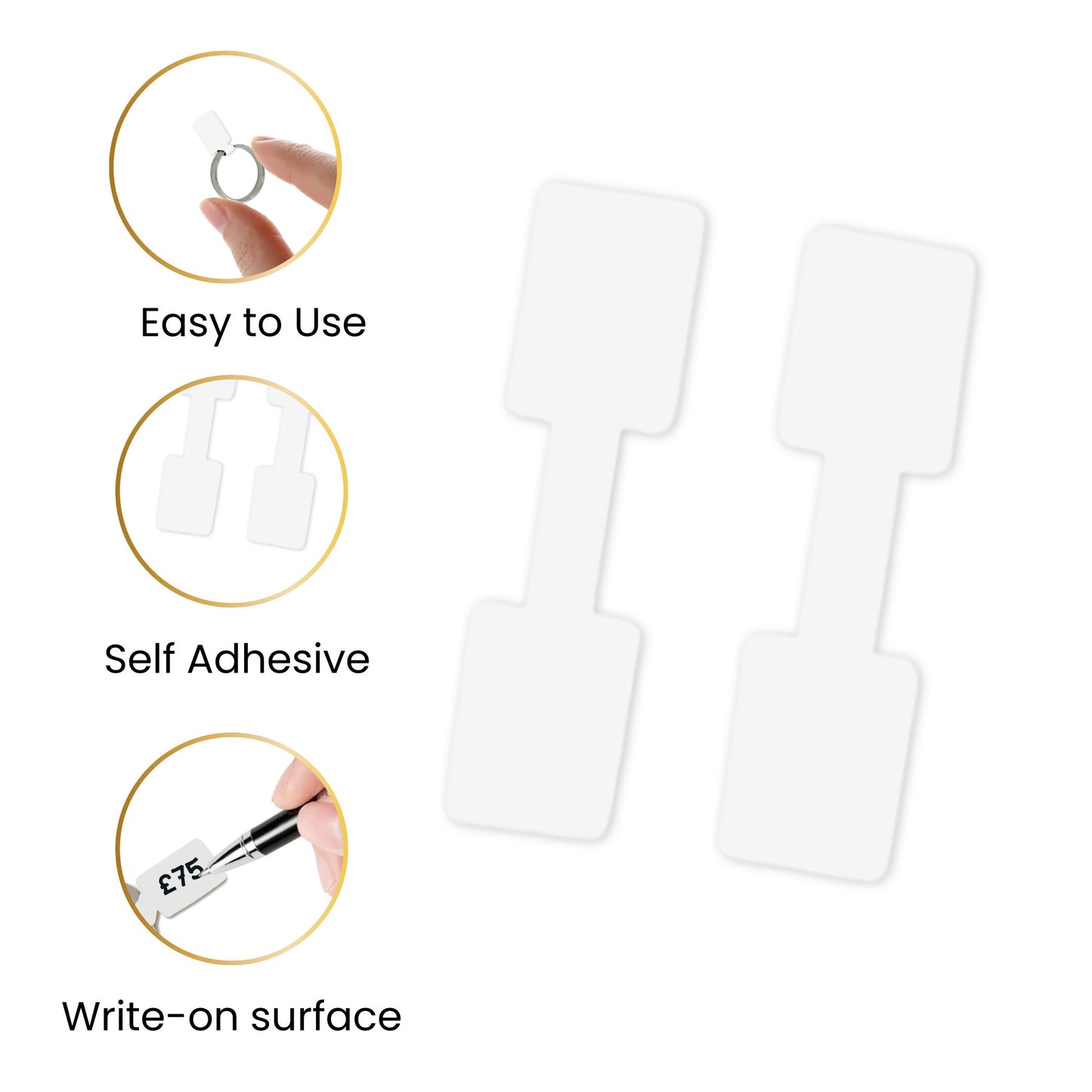 Pack of 90 White Jewellery Labels 10x38mm