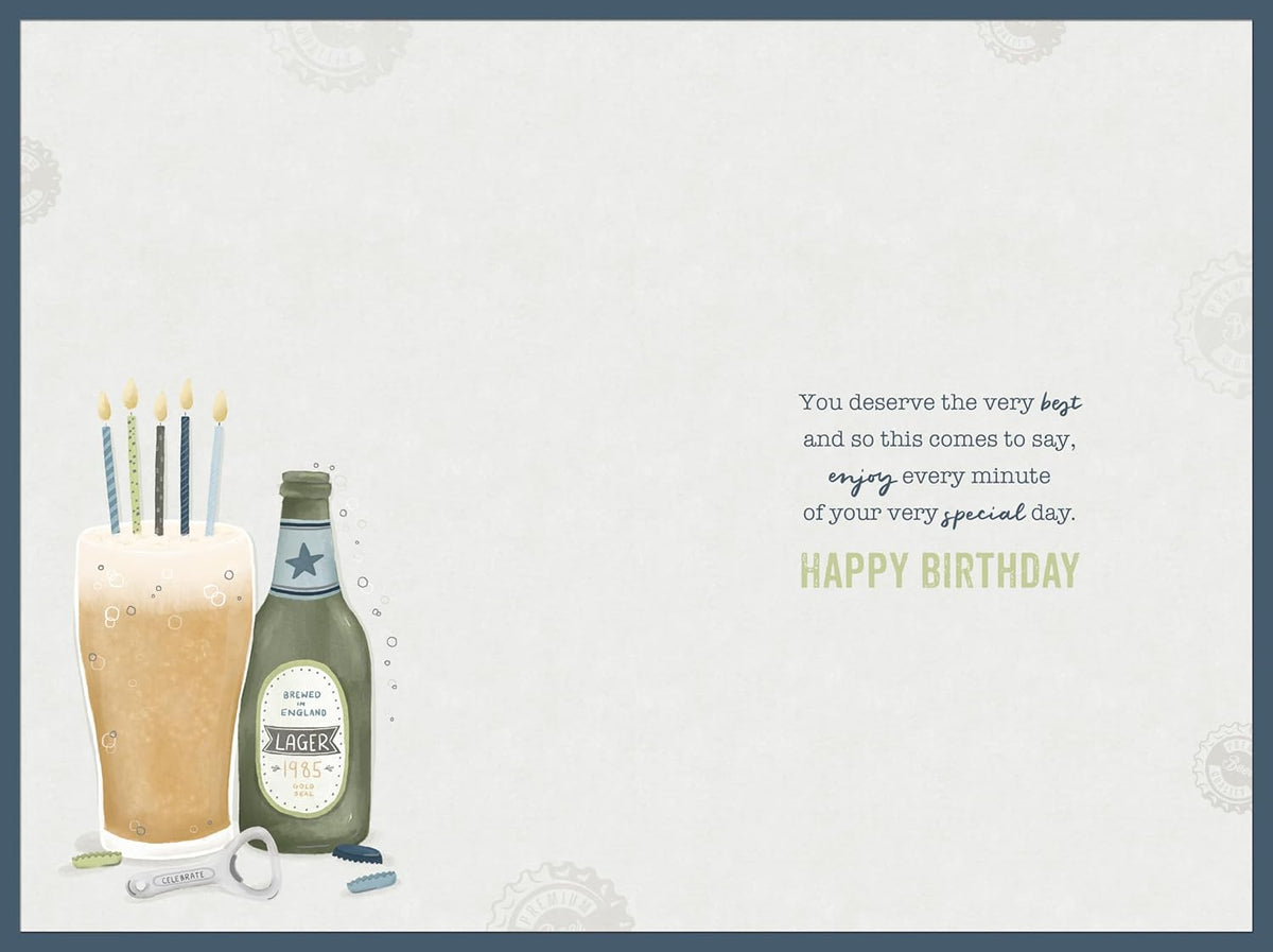 Pint Of Lager With Candles Luxury Silver Foiled Friend Birthday Card