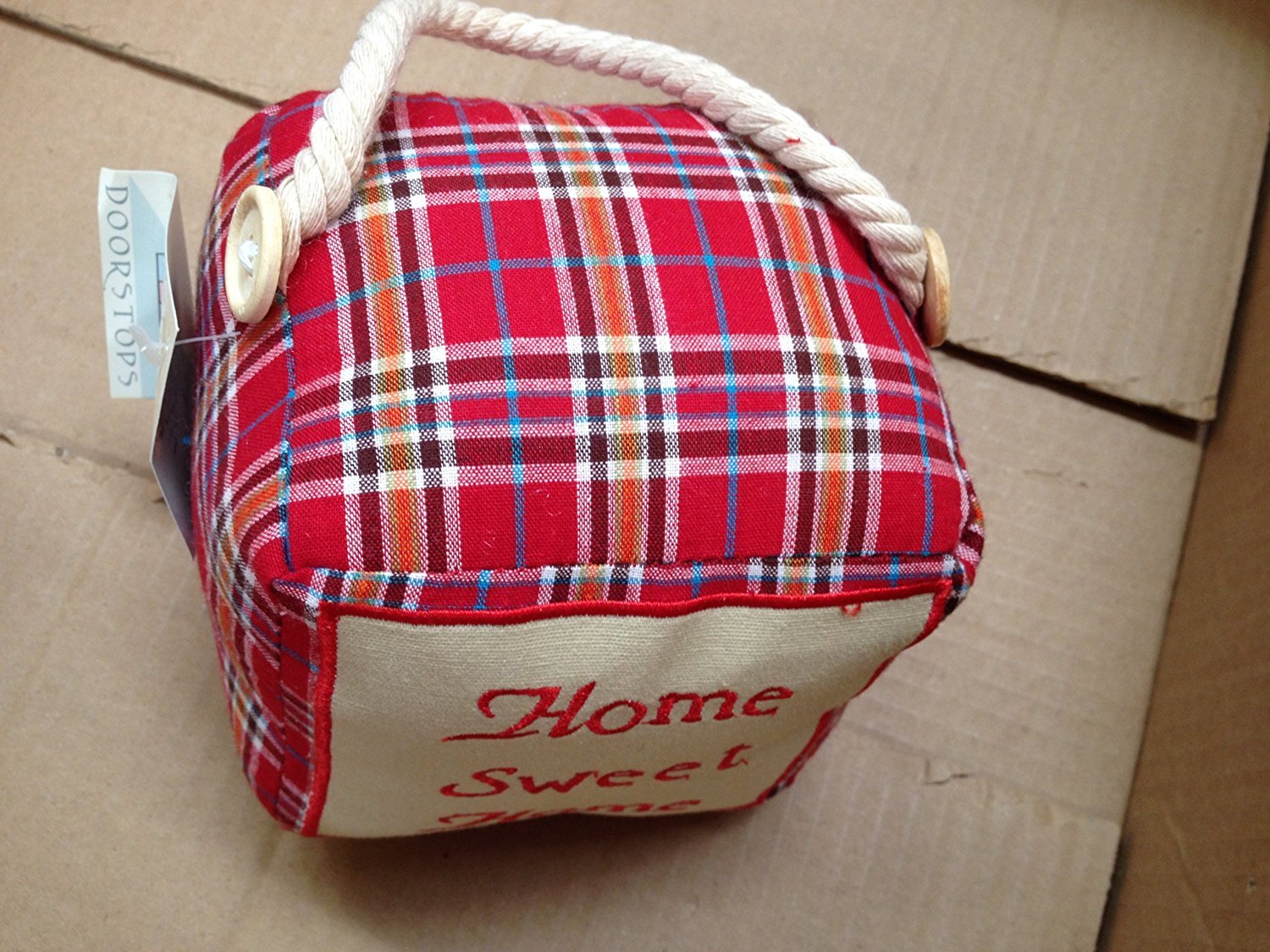 Door Stop Red Square - 'Home Sweet Home