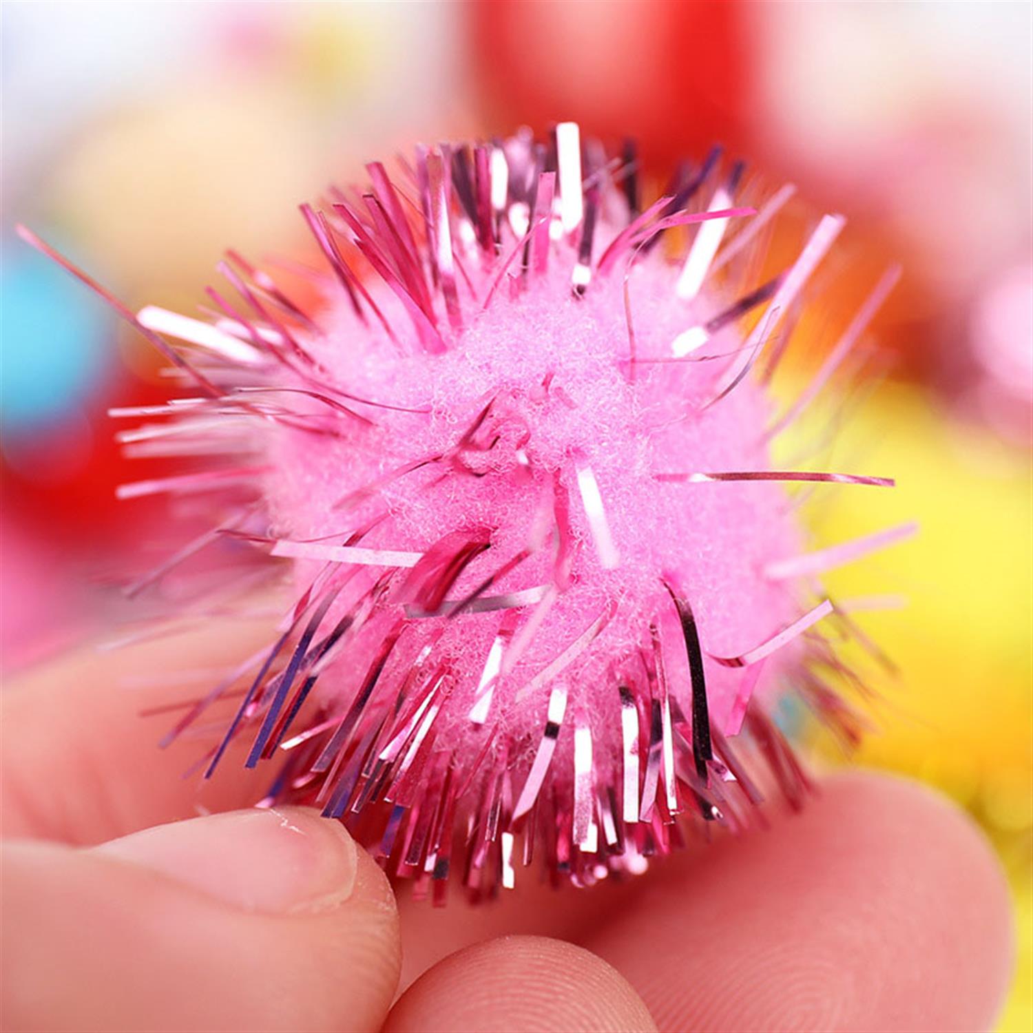 Bag of 50 Pieces 2.5cm Colorful Pom Pom Balls