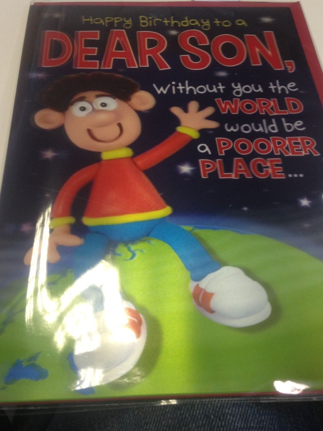 Dear Son without you the world 3D Birthday card 