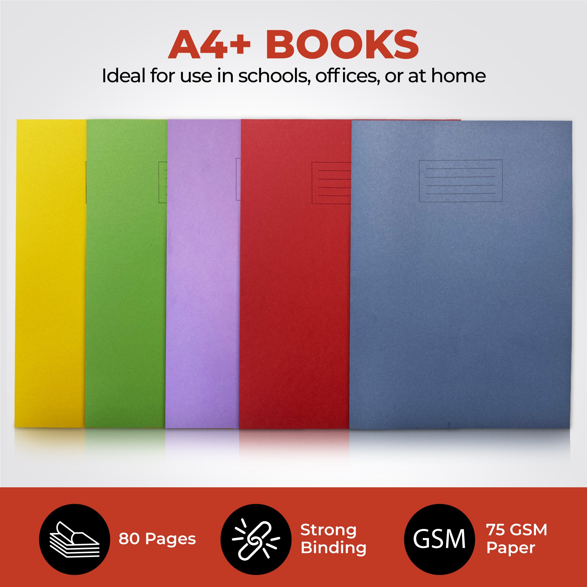 Janrax A4+ Purple 48 Page Feint Ruled and Margin Exercise Book WF Paper with 225gsm Manilla Cover 240x340mm Workbook