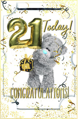 Bear With Balloons 3D Photo Finish Keepsake 21st Birthday Card