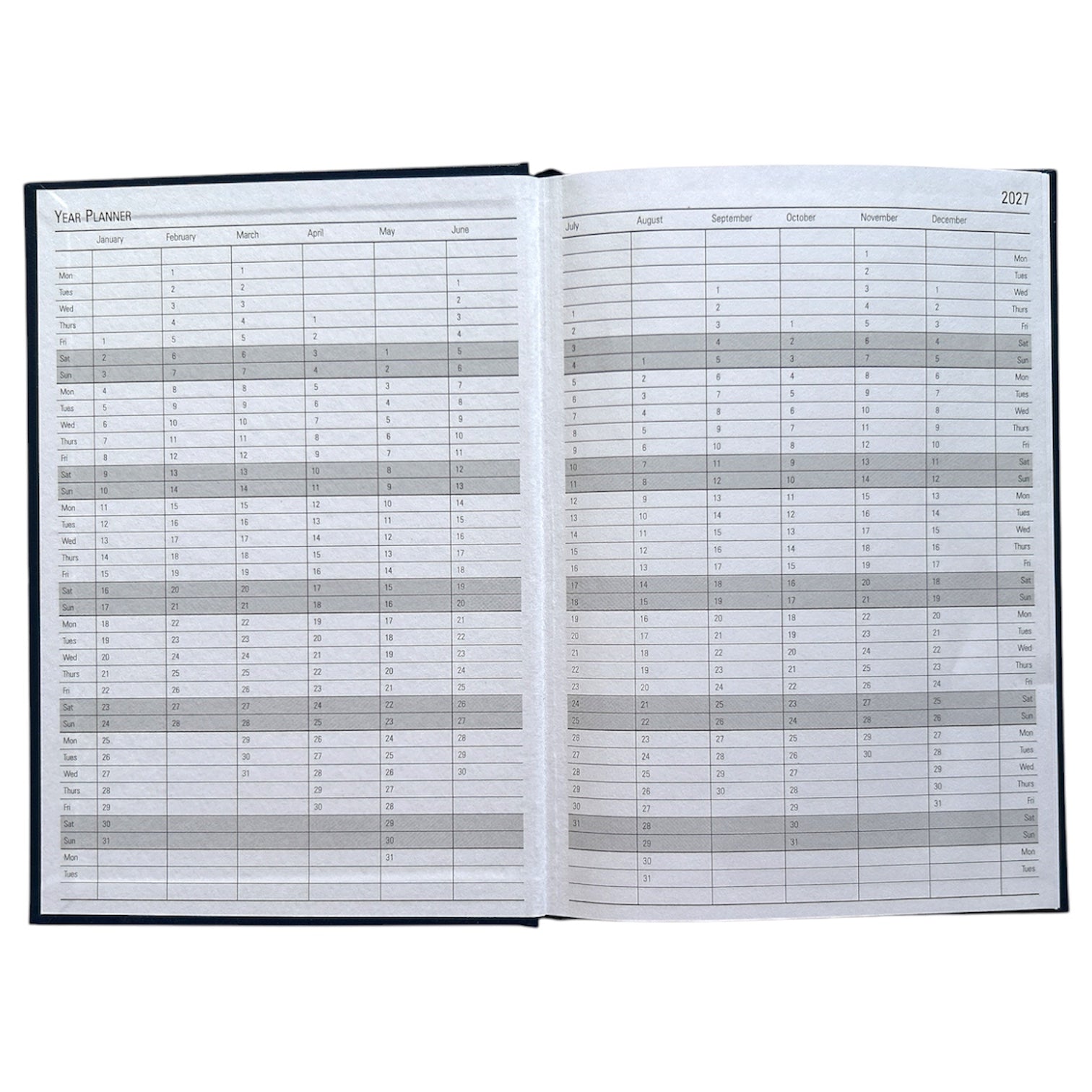 Janrax 2027 A5 Week To View Black Desk Diary