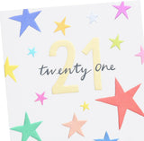 21st Birthday Card Colourful Stars Design 