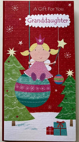 GRANDAUGHTER - CHRISTMAS XMAS MONEY GIFT PRESENT WALLET GREETING CARD - GIRL 