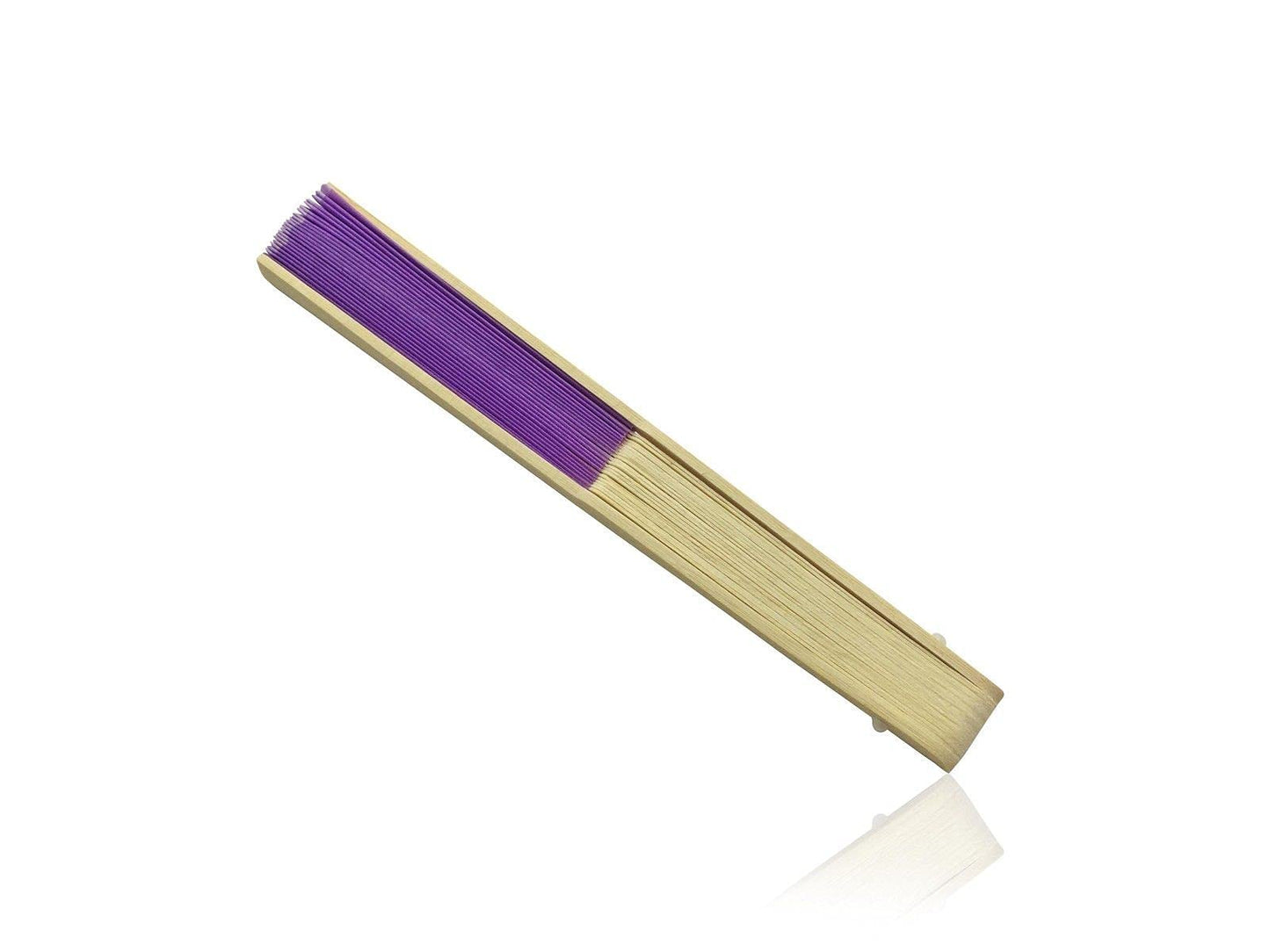 Purple Fabric Hand Held Bamboo Wooden Fan