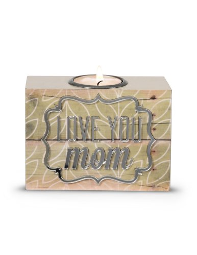 Pavilion Gift Company 31023 Love You Mom Tea Light Holder, Radiant Reflections, 4-1/2 by 3-1/4-Inch