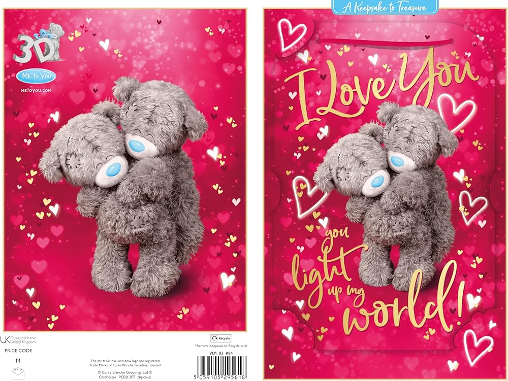 Bears Stood Embracing Luxury 3D Keepsake Valentine's Day Card {DC}