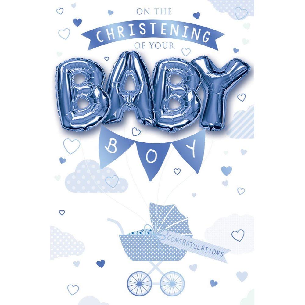 On the Christening of your baby Boy Balloon Boutique Greeting Card